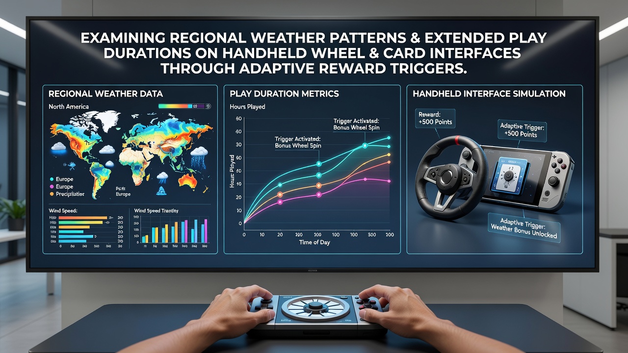 Darstellung regionaler Wetterdaten im Vergleich zu mobilen Spielaktivitäten auf Wheel- und Karteninterfaces