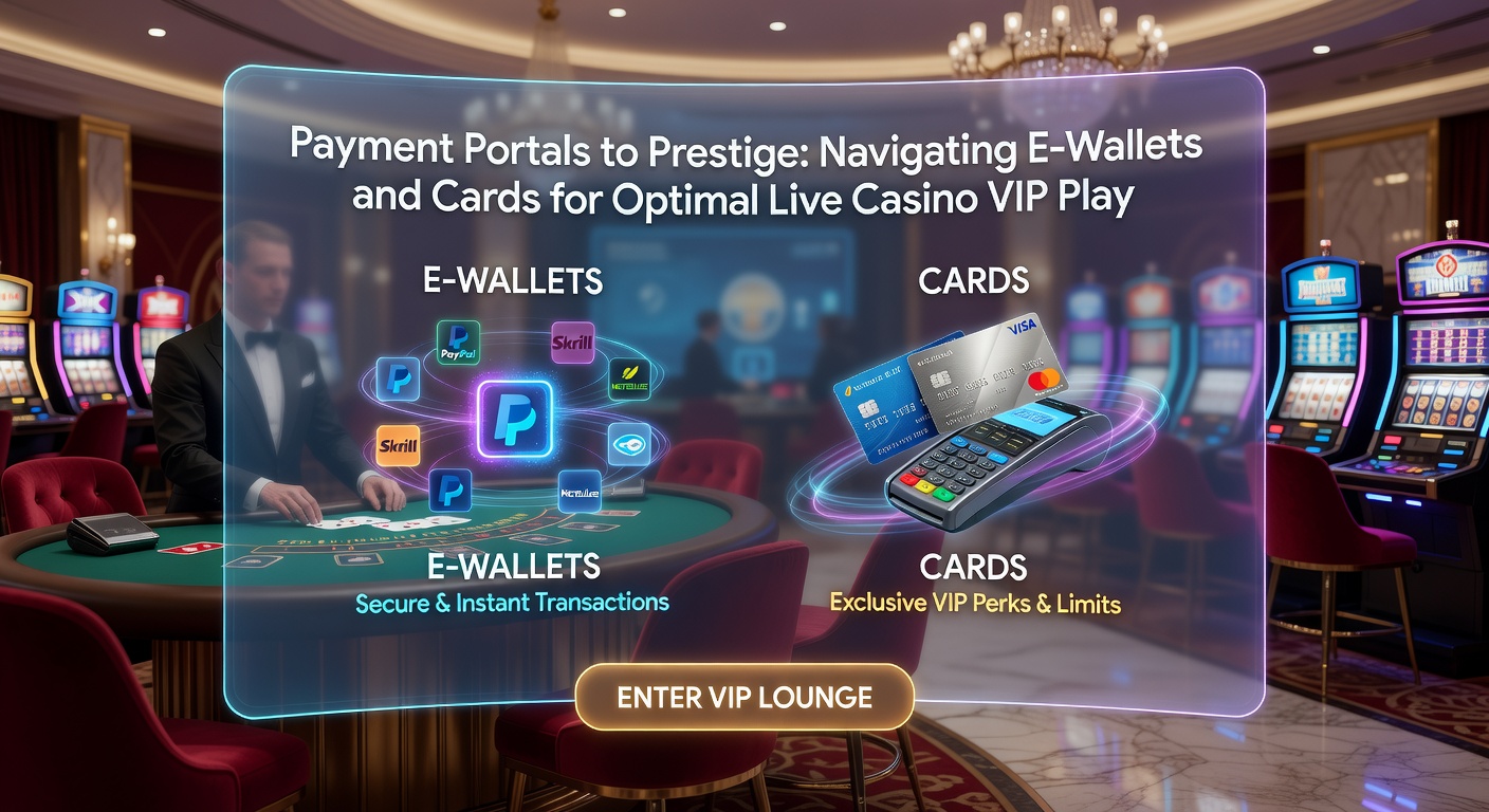 VIP-Spieler am Live-Casino-Tisch mit E-Wallet- und Karten-Optionen auf dem Bildschirm, umgeben von Luxus-Elementen